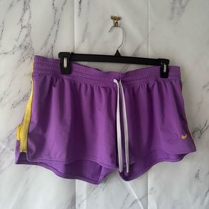 NIKE LIVESTRONG PURPLE/YELLOW ACTIVE RUNNING SHORTS WOMENS XL